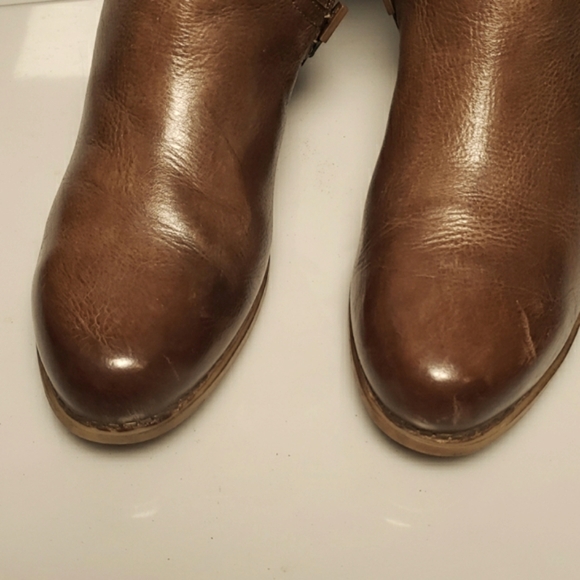 Dansko Hayley Ankle Boot Women's Size 42 Brown Milled Calf Tan Leather Zip Block - Picture 15 of 16